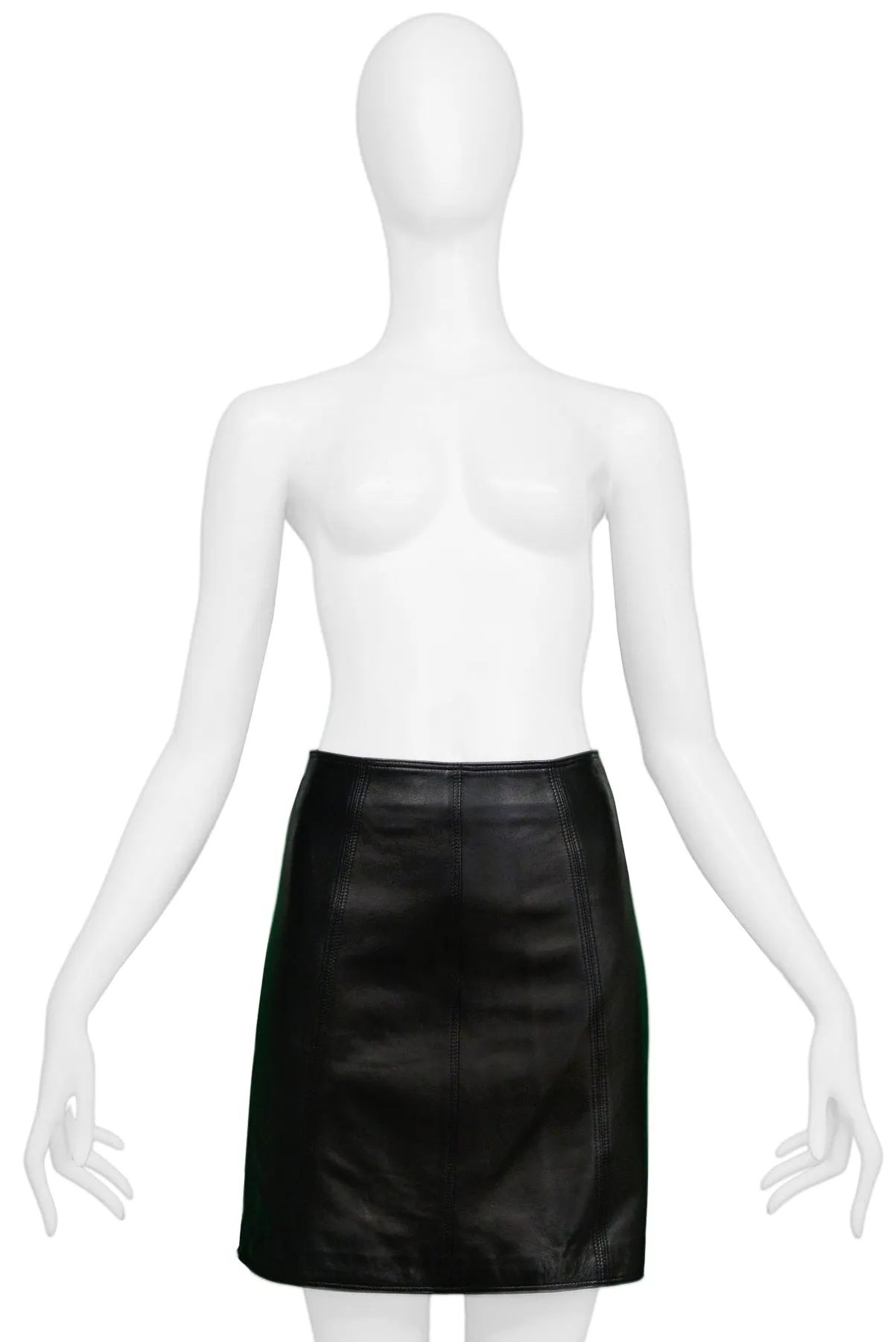 VERSACE BLACK LEATHER MINI SKIRT 1990s