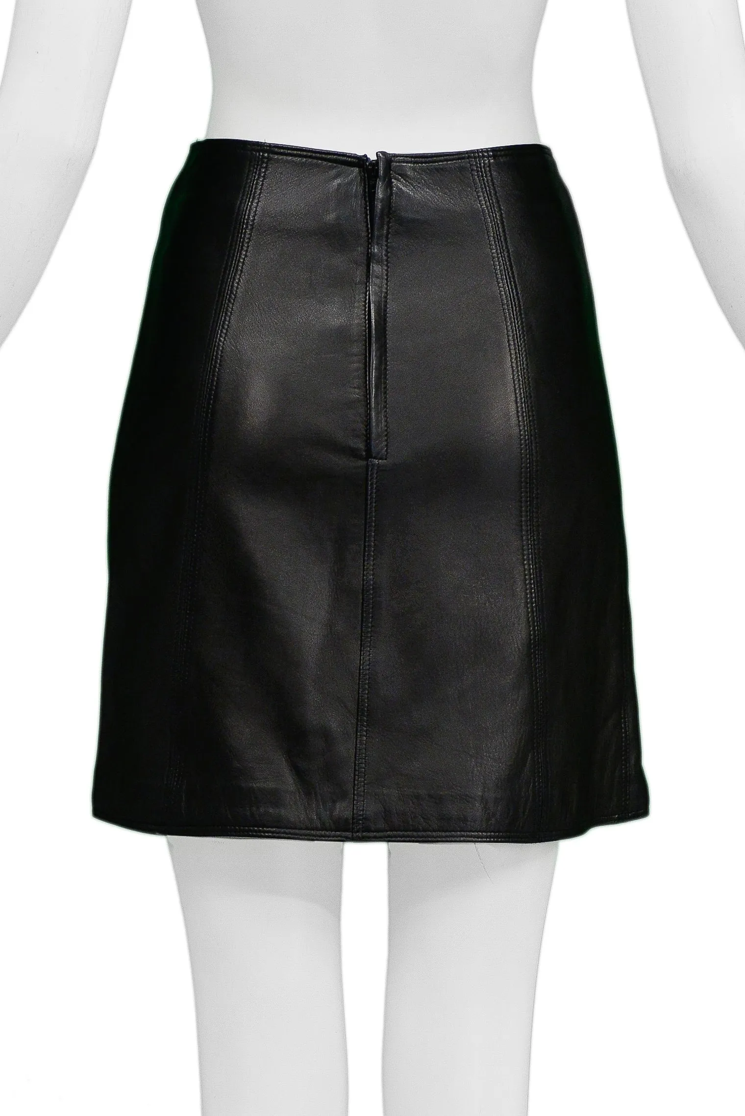 VERSACE BLACK LEATHER MINI SKIRT 1990s