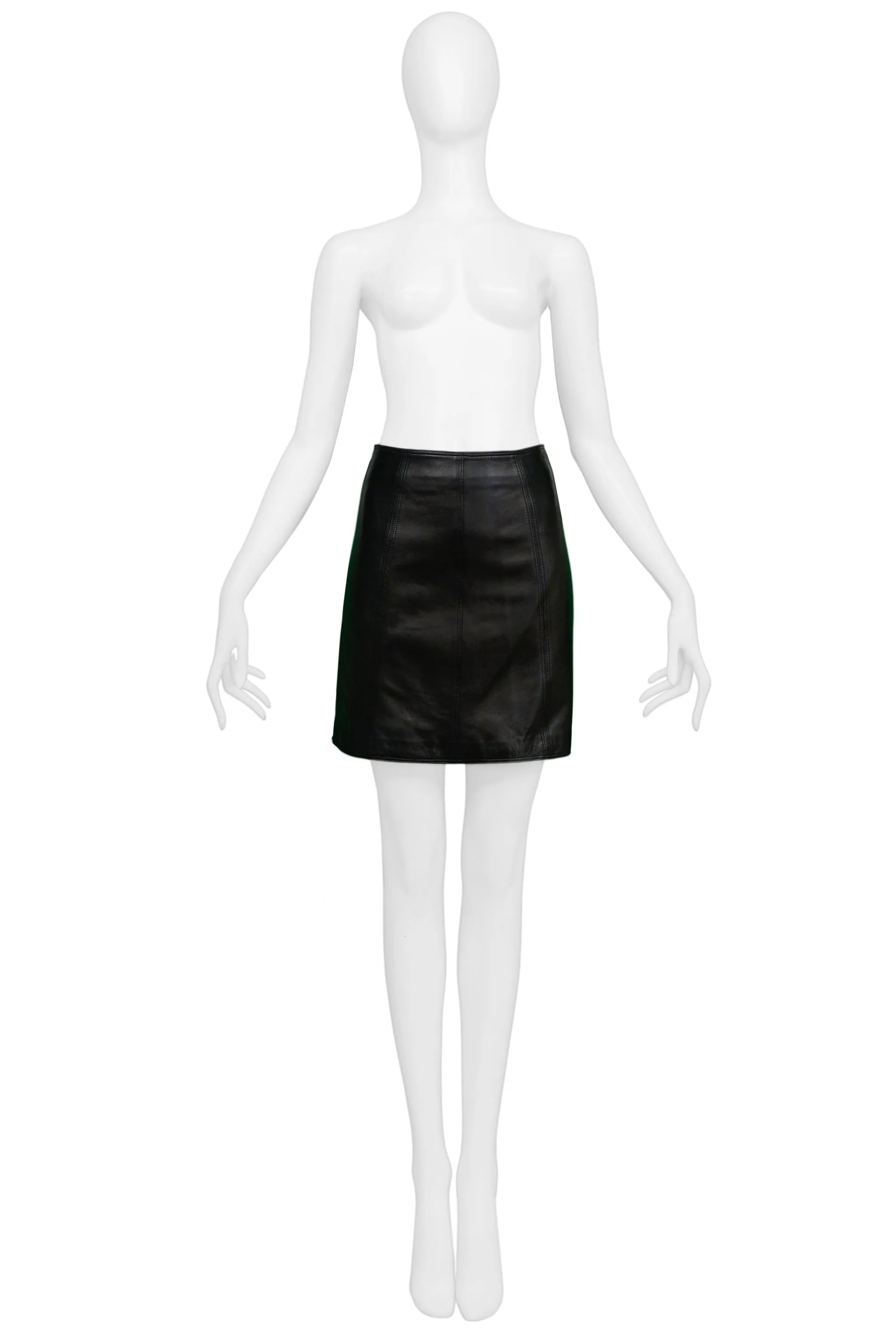 VERSACE BLACK LEATHER MINI SKIRT 1990s