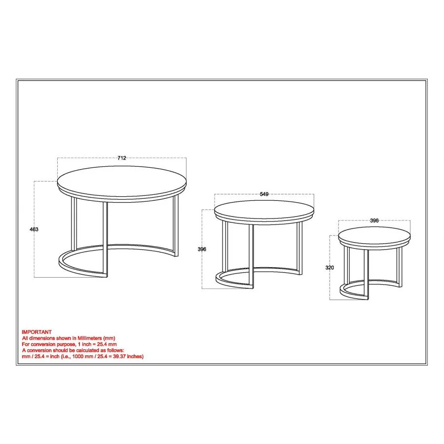 WW - DARSH 3 PC COFFEE TABLE